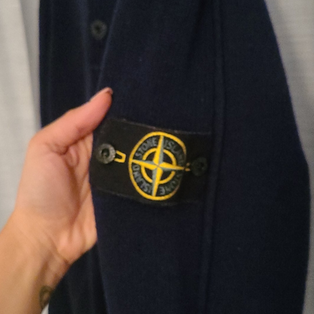 Stone Island Navy Blue Cardigan Sweater - Picture 2 of 3